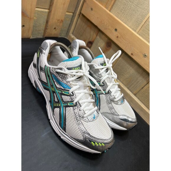 Asics Gel-Kanbarra 4 Womens Running Shoes Size 11 White Mesh W/ Teal & Lime - Picture 2 of 11